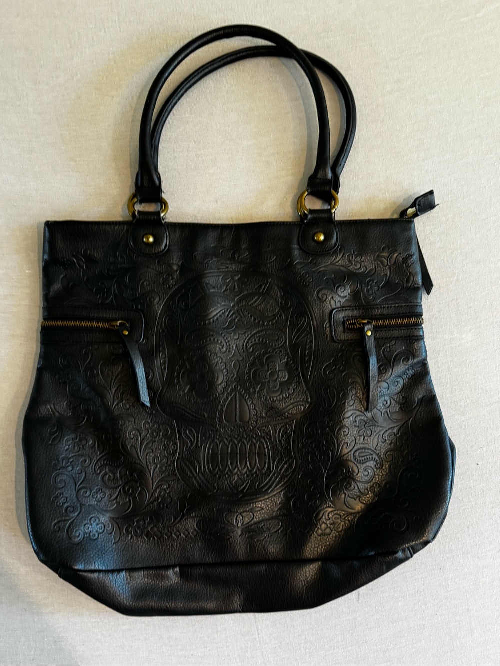 Loungefly Black Embossed Sugar Skull Tote